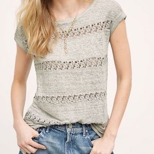 Anthropologie Akemi + Kin gray lattice stripe tee